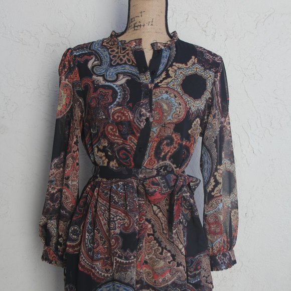 3/$30 Zara Print Dress Black Babydoll - Picture 1 of 4